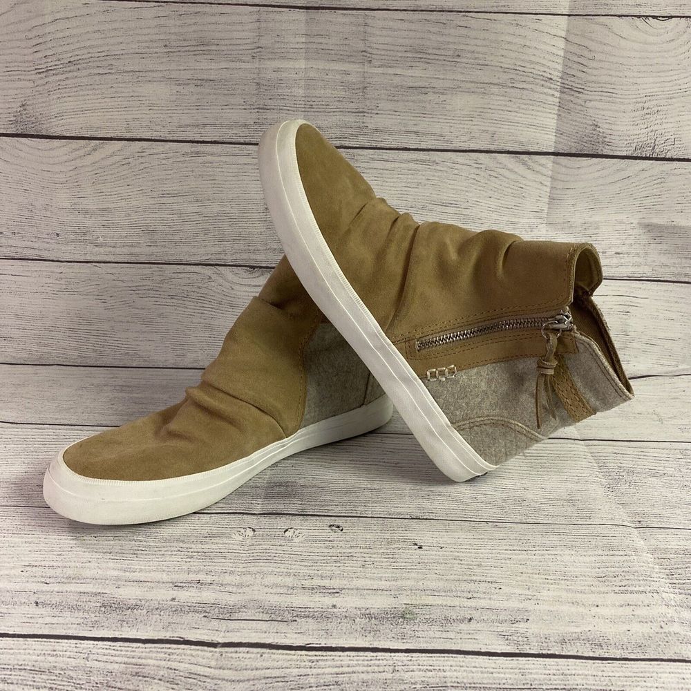 Sperry Zip Up Crest Lug Boots Womens Size 9.5 Beige/tan Suede Booties FAST SHIP!